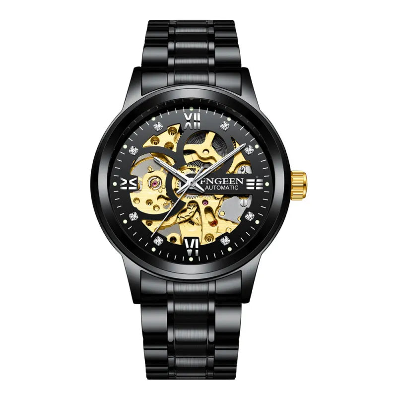 Men’s Luxury Steel Watch – Mechanical, Waterproof & Luminous