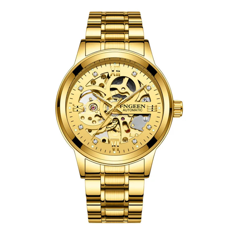 Men’s Luxury Steel Watch – Mechanical, Waterproof & Luminous