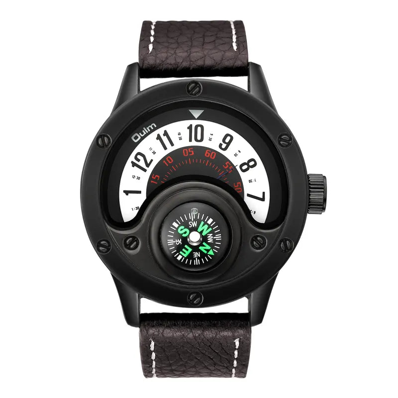 Men’s Sport Watch – Quartz, Leather Strap & Compass