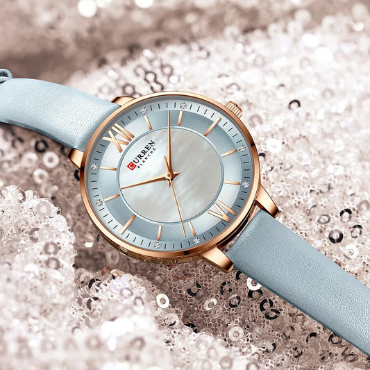 Elegant Women’s Quartz Watch with Leather Strap