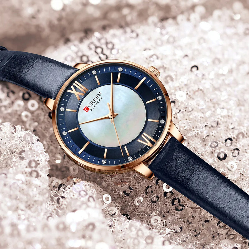 Elegant Women’s Quartz Watch with Leather Strap
