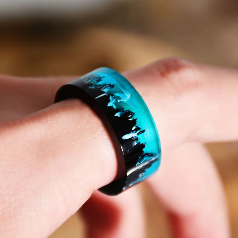 Vintage Blue Magic Ocean Resin Ring