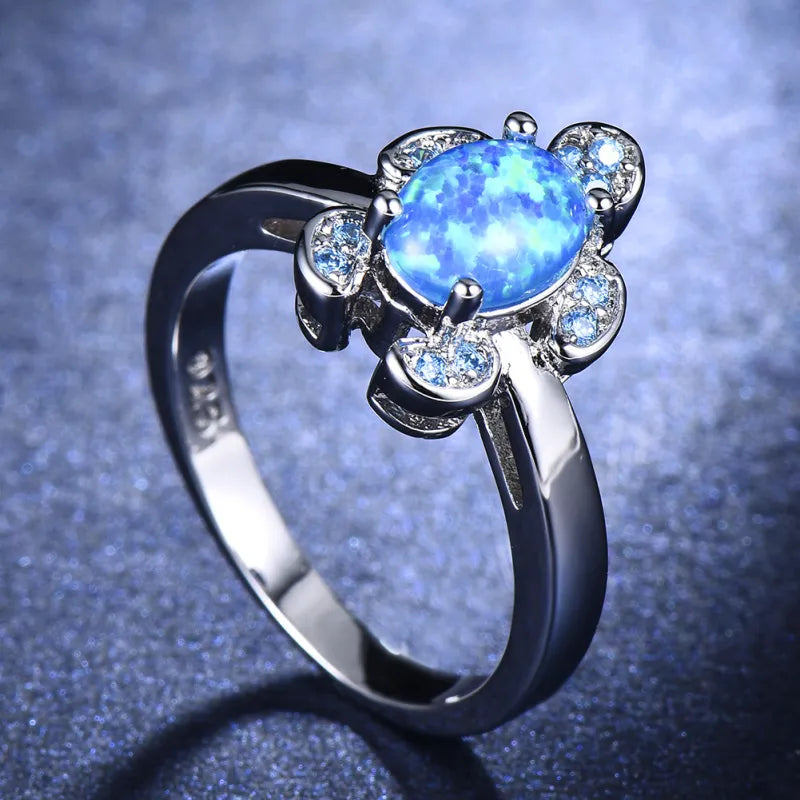 Vintage Water Blue Diamond Turtle Ring