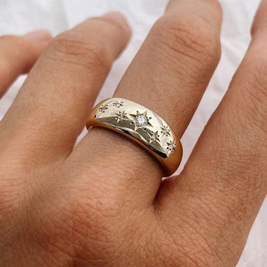 Vintage Starlight Gold Plated Ring-Lydieannejewelry