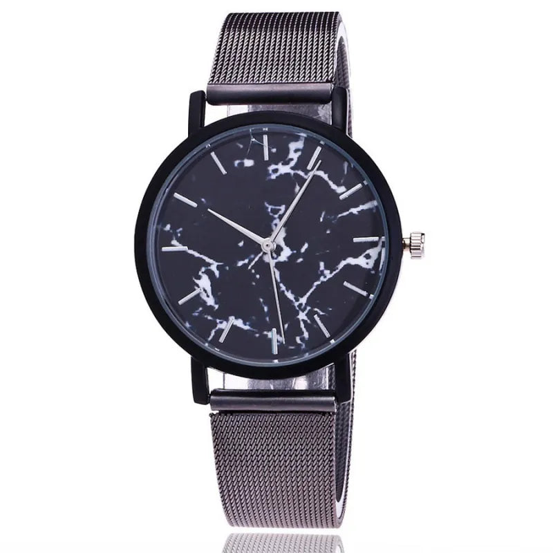 Lucia | Luxury Women’s Watch – Marble Design, Mesh Strap Quartz