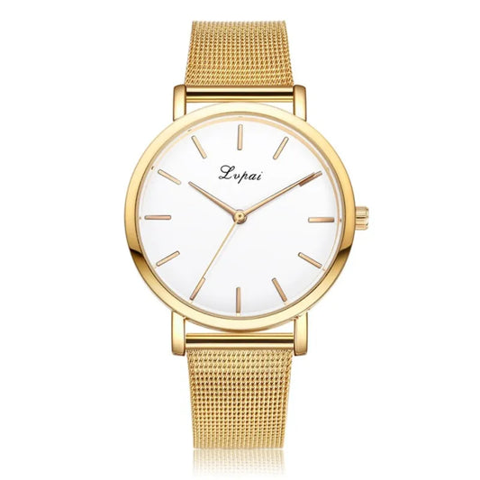 Diana | Women’s Quartz Watch – Marble Dial, Gold/Silver Mesh Band