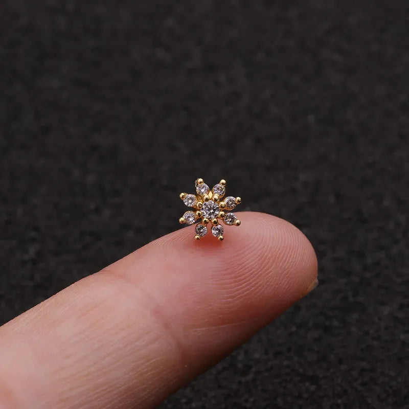 Vintage Zircon Flower Earrings