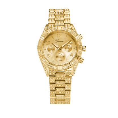 Elegant Women’s Quartz Watch – Crystal Dial, Stainless Steel Strap