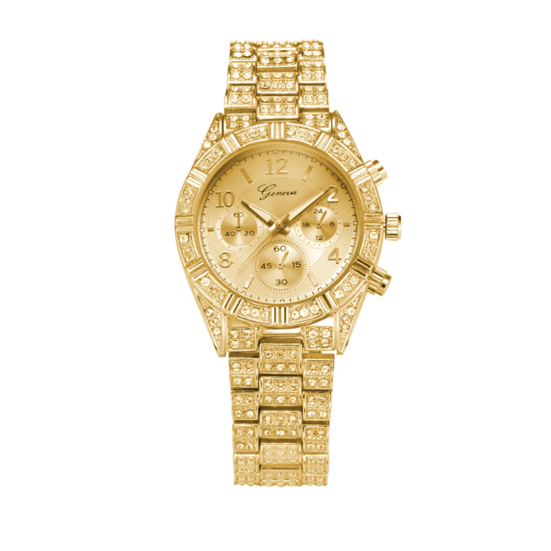 Elegant Women’s Quartz Watch – Crystal Dial, Stainless Steel Strap