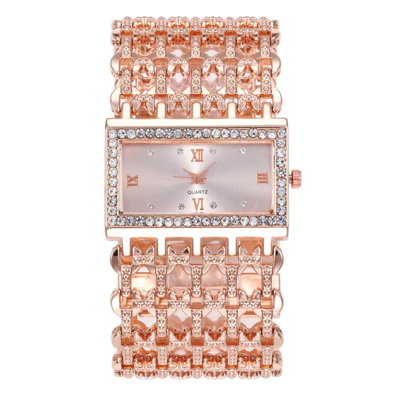 High-End Women’s Square Diamond Wristwatch