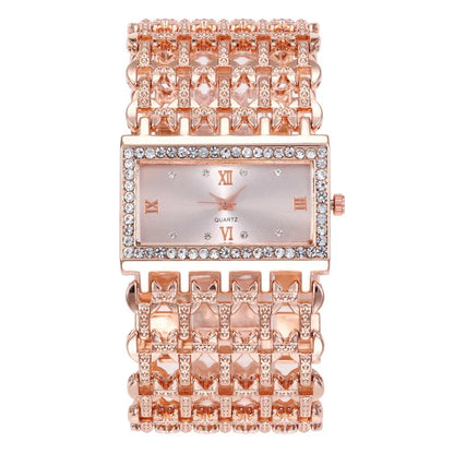 High-End Women’s Square Diamond Wristwatch
