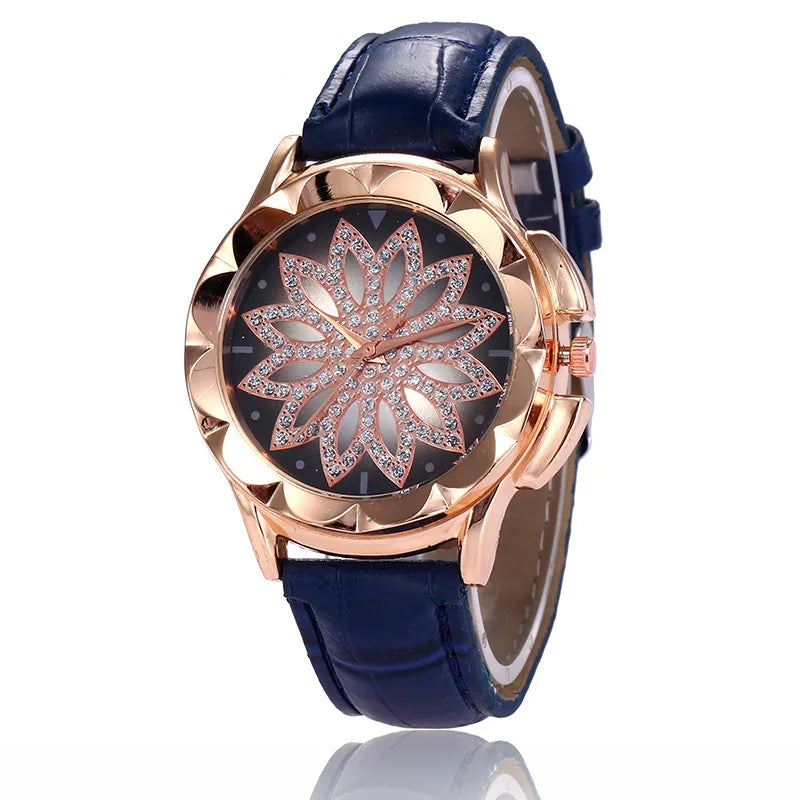 High-End Rhinestone Cross Women’s Belt Watch – Rose Gold Edition