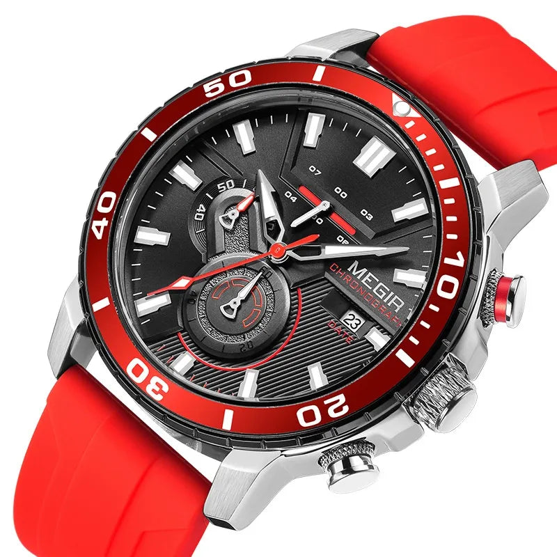Professional Men’s Chronograph Sports Watch with Calendar & Multi-Function Dial