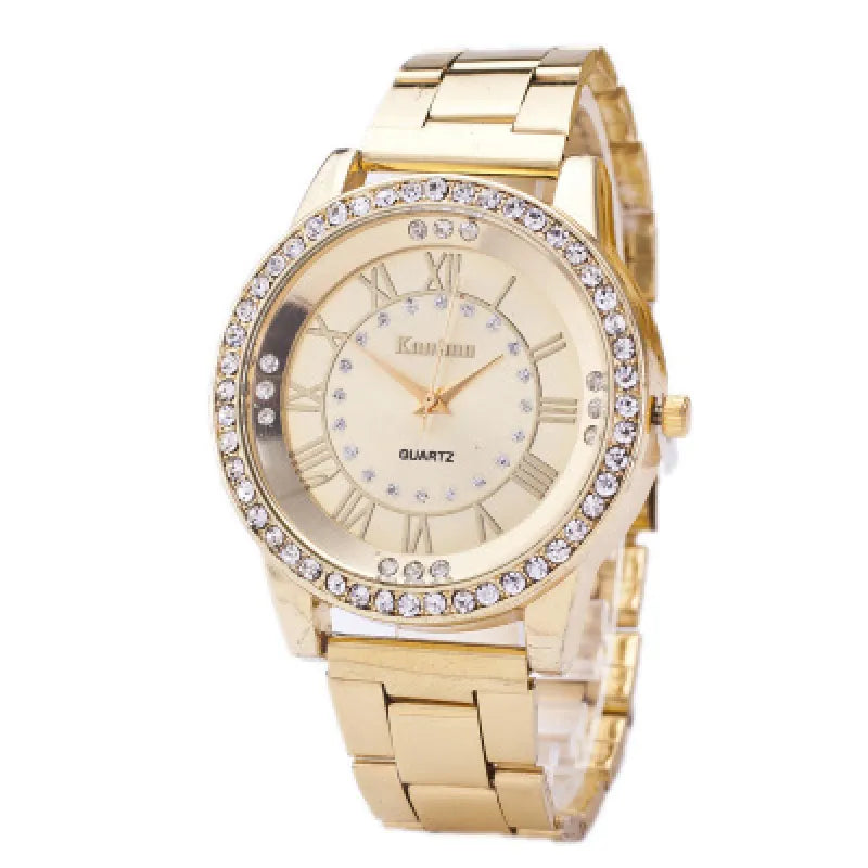 Elite Diamond-Studded Steel Sports Watch