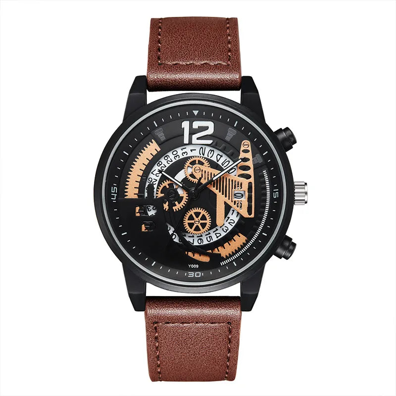 Luxury Hollowed-Out Mechanical Watch with Calendar – Fashion Automatic Timepiece