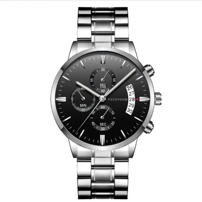 Men’s Refined Steel Quartz Watch – Calendar, Waterproof Design