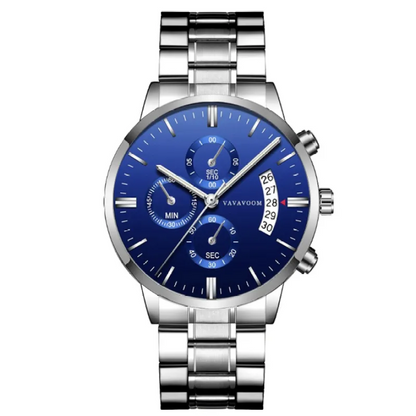 Men’s Refined Steel Quartz Watch – Calendar, Waterproof Design