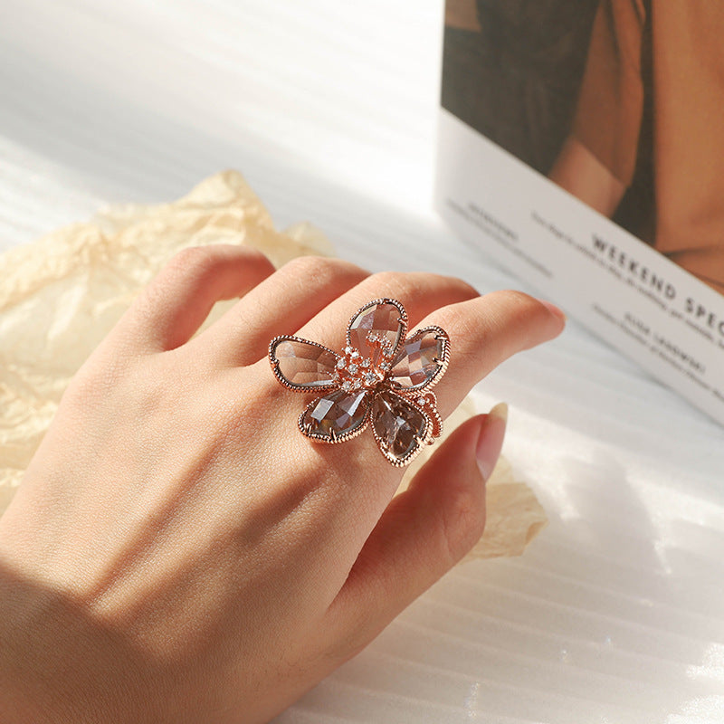 Vintage Crystal Flower Ring