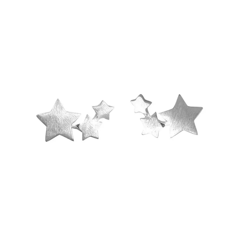 Vintage Brushed Pentagram Stud Earrings