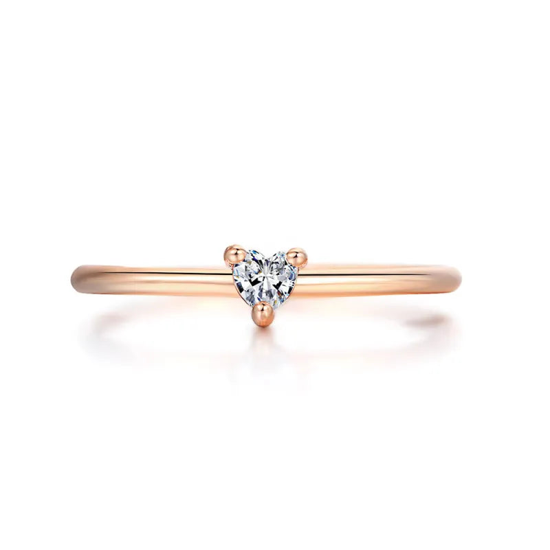Vintage Gold-Plated Heart Zircon Ring