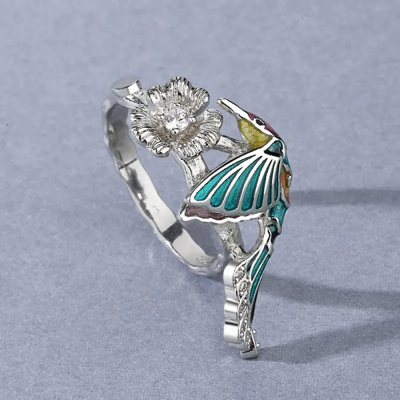 Vintage Pastoral Hummingbird Ring