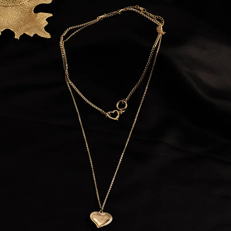 Vintage Titanium Heart Sweater Necklace