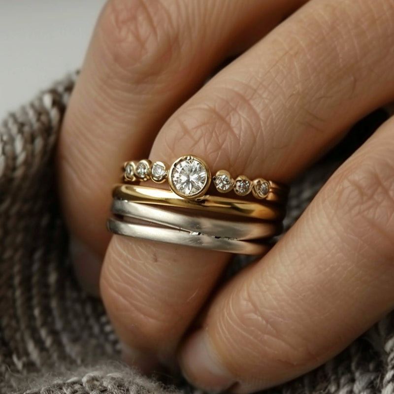 Layered Silver & Gold Zirconia Ring-Lydieannejewelry