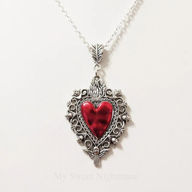 Vintage Burning Love Silver Pendant Necklace