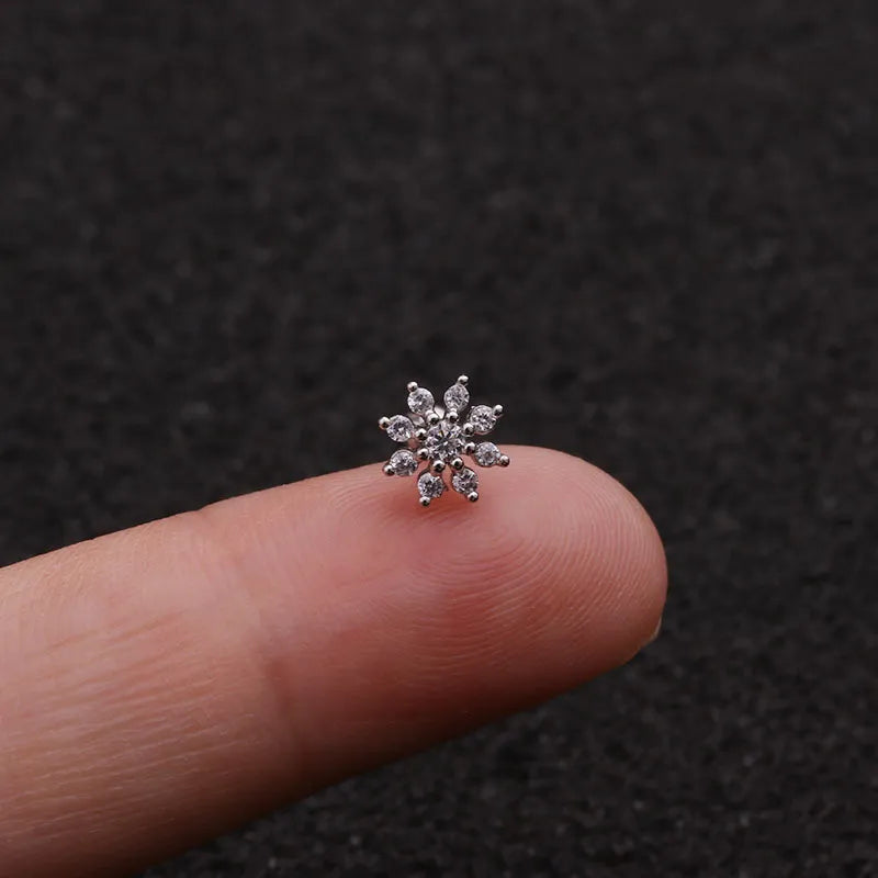 Vintage Zircon Flower Earrings