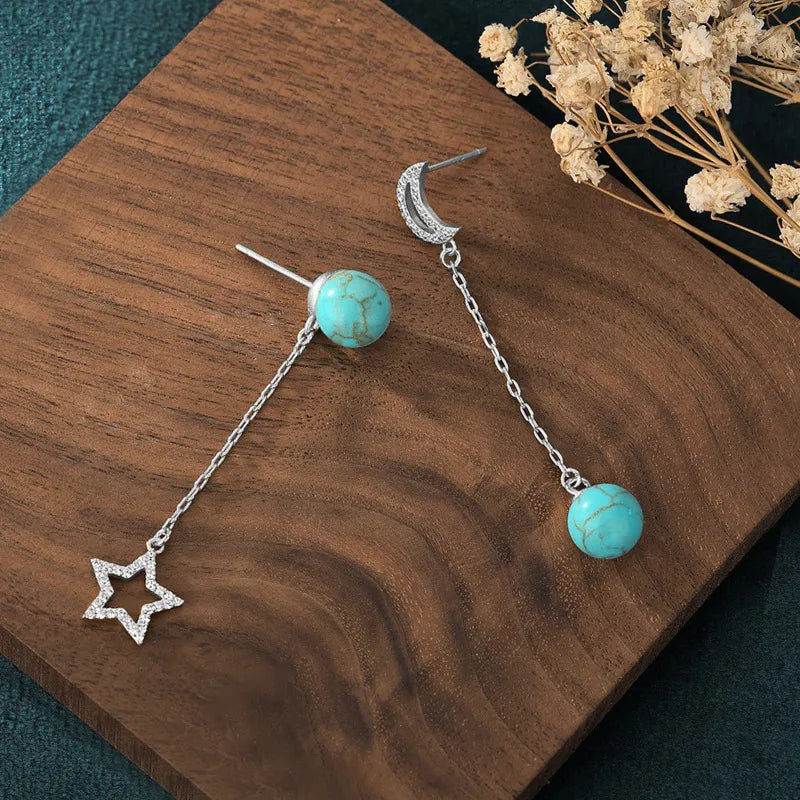 Asymmetric Star Moon Earrings
