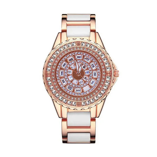 Elegant Ladies Full Diamond Quartz Watch – Simple yet Luxurious Style