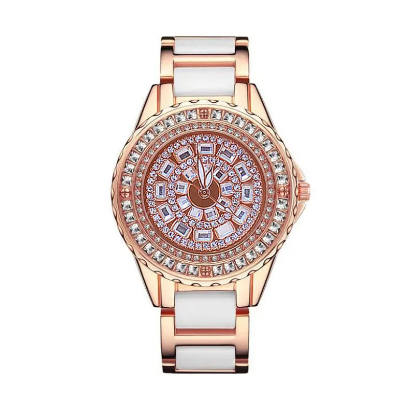 Elegant Ladies Full Diamond Quartz Watch – Simple yet Luxurious Style