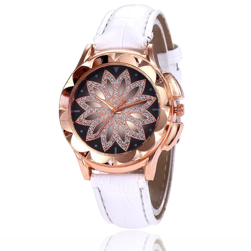 High-End Rhinestone Cross Women’s Belt Watch – Rose Gold Edition