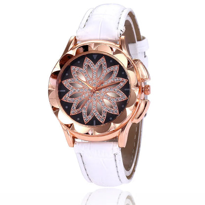 High-End Rhinestone Cross Women’s Belt Watch – Rose Gold Edition