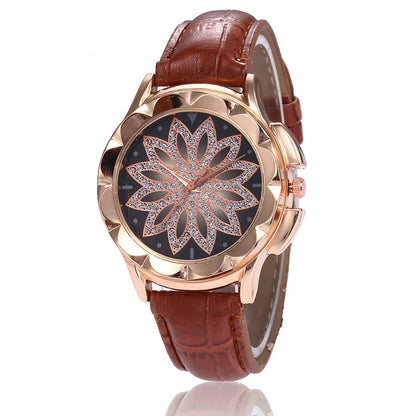 High-End Rhinestone Cross Women’s Belt Watch – Rose Gold Edition