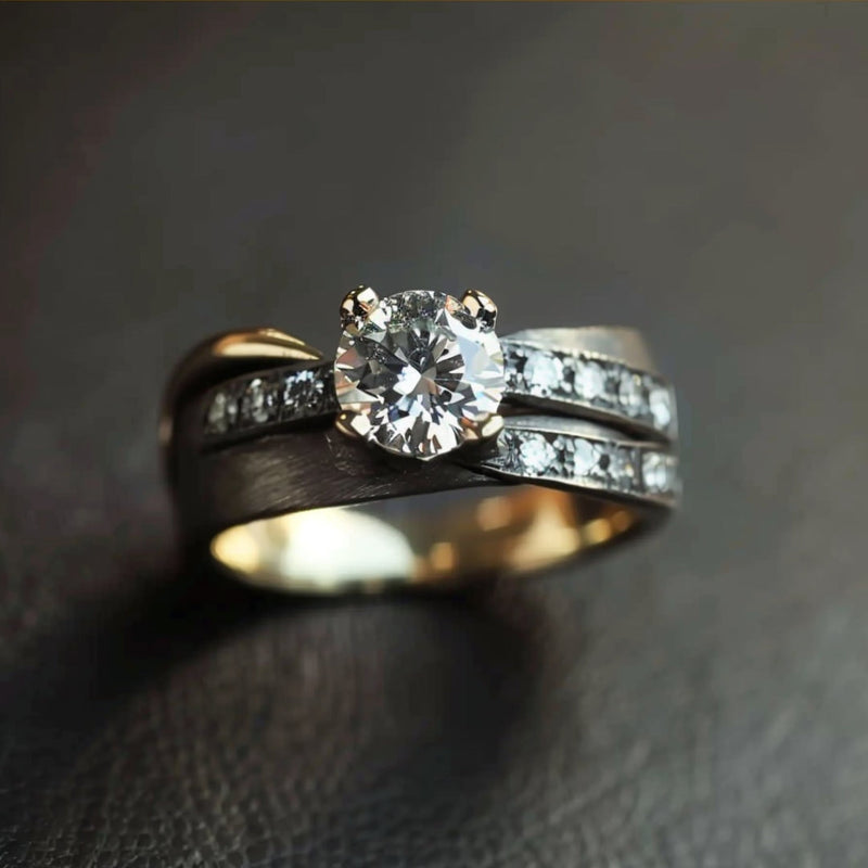 Zirconia Dark Silver Ring-Lydieannejewelry