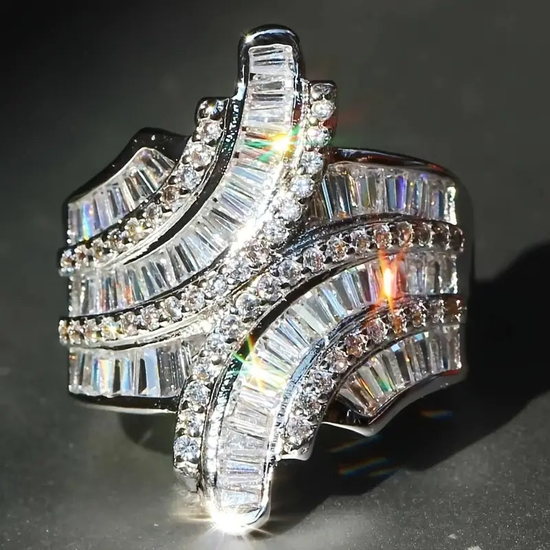 Vintage Irregular Bright Silver Ring-Lydieannejewelry