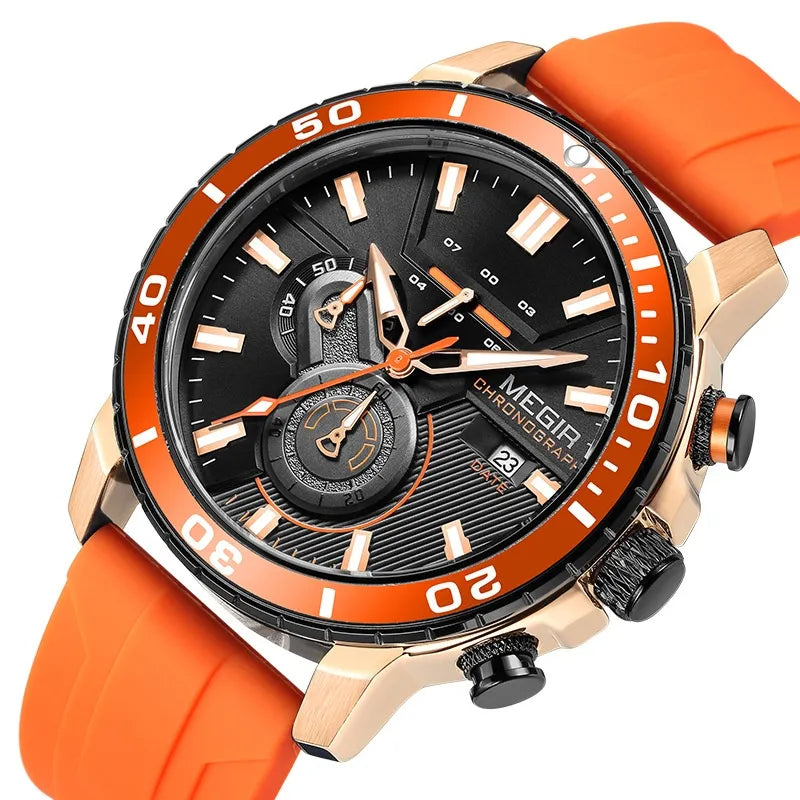 Professional Men’s Chronograph Sports Watch with Calendar & Multi-Function Dial