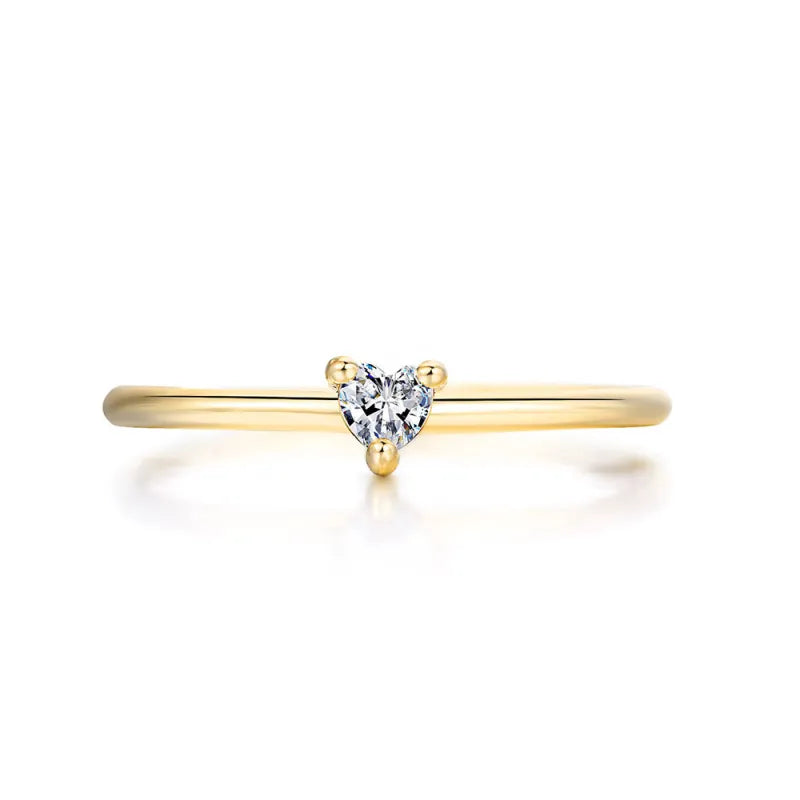 Vintage Gold-Plated Heart Zircon Ring