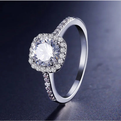 Sparkling Silver Square Ring