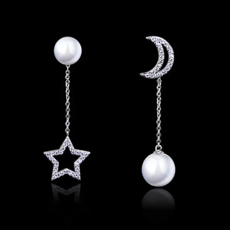 Vintage Long Star & Moon Drop Earrings