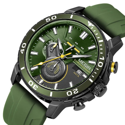 Professional Men’s Chronograph Sports Watch with Calendar & Multi-Function Dial
