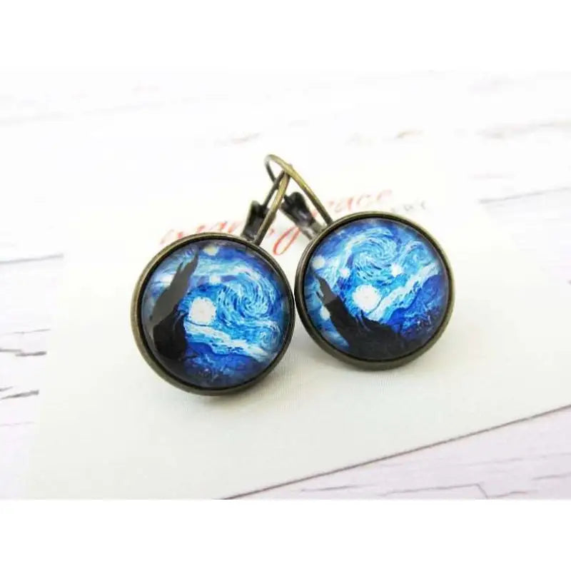 Vintage Ocean Whirlpool Glass Jewelry Earrings