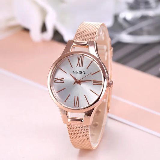 Women’s Rose Gold Mesh Strap Quartz Watch