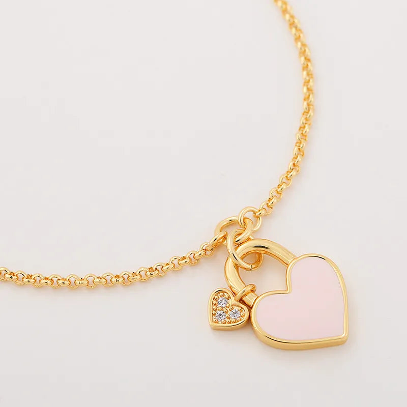 Vintage Peach Heart Inlaid Shell Bracelet