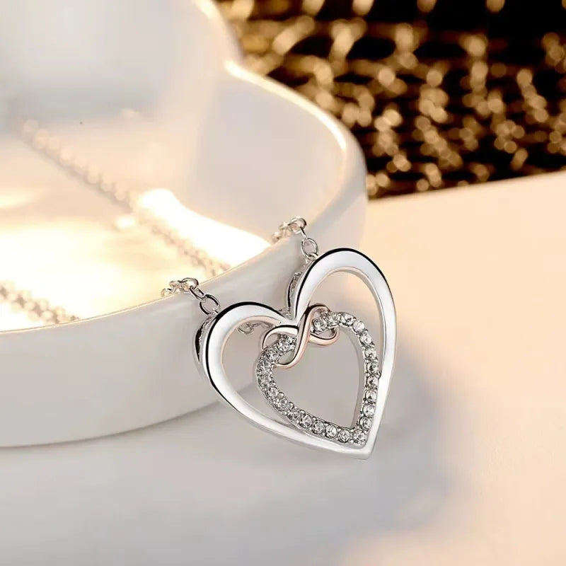 Vintage Heart & Infinity Rhinestone Necklace