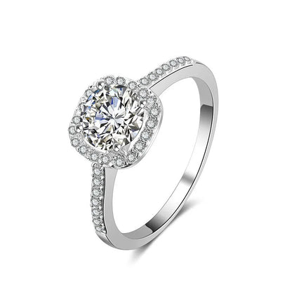Sparkling Silver Square Ring