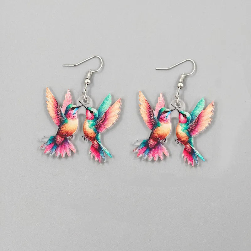 Colorful Hummingbird Acrylic Earrings