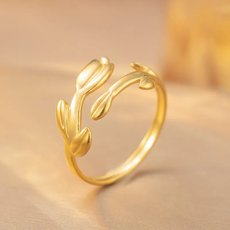 Vintage Adjustable Leaf Ring