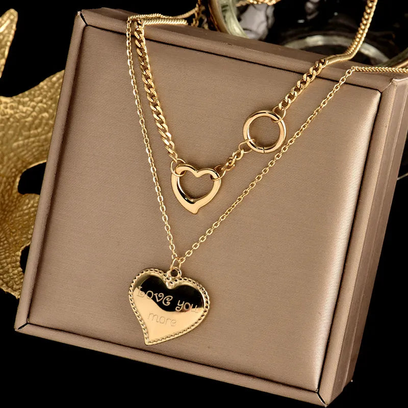 Vintage Titanium Heart Sweater Necklace